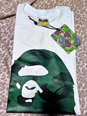 A Bathing Ape Art Camo Tee White & Green Large